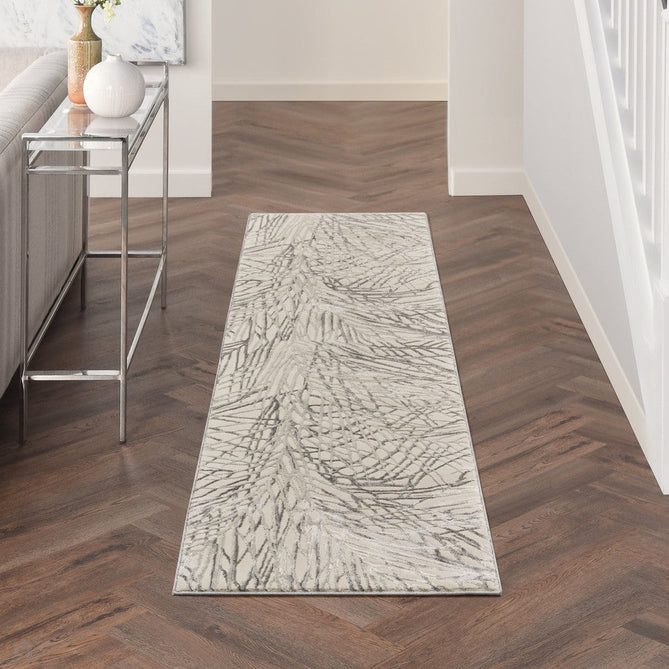 Rustic Textures RUS17 Modern Abstract Distressed Shimmer Carved Hi-Low Textured Durable Polyblend Short-Pile Ivory/Grey Rug-Nourison-Rug Love - The Most Loved Rug Store