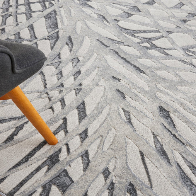 Rustic Textures RUS17 Modern Abstract Distressed Shimmer Carved Hi-Low Textured Durable Polyblend Short-Pile Ivory/Grey Rug-Nourison-Rug Love - The Most Loved Rug Store