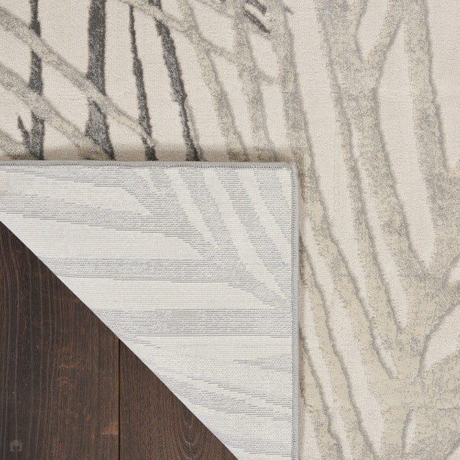 Rustic Textures RUS17 Modern Abstract Distressed Shimmer Carved Hi-Low Textured Durable Polyblend Short-Pile Ivory/Grey Rug-Nourison-Rug Love - The Most Loved Rug Store