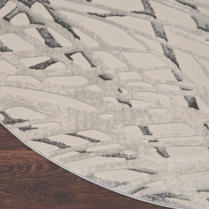 Rustic Textures RUS17 Modern Abstract Distressed Shimmer Carved Hi-Low Textured Low-Profile Short-Pile Ivory/Grey Rug-Nourison-Rug Love - The Most Loved Rug Store
