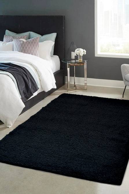 Snug Plain Black Rug-Melrose-Rug Love - The Most Loved Rug Store