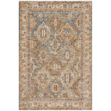 Sahar SHR01 Traditional Persian Vintage Distressed Ornate Border Soft-Touch Polyester Flat-Pile Blue Rug