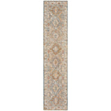 Sahar SHR01 Traditional Persian Vintage Distressed Ornate Border Soft-Touch Polyester Flat-Pile Blue Runner
