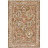 Sahar SHR01 Traditional Persian Vintage Distressed Ornate Border Soft-Touch Polyester Flat-Pile Green Rug
