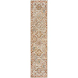 Sahar SHR01 Traditional Persian Vintage Distressed Ornate Border Soft-Touch Polyester Flat-Pile Ivory/Multicolour Runner