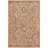Sahar SHR01 Traditional Persian Vintage Distressed Ornate Border Soft-Touch Polyester Flat-Pile Rust Rug