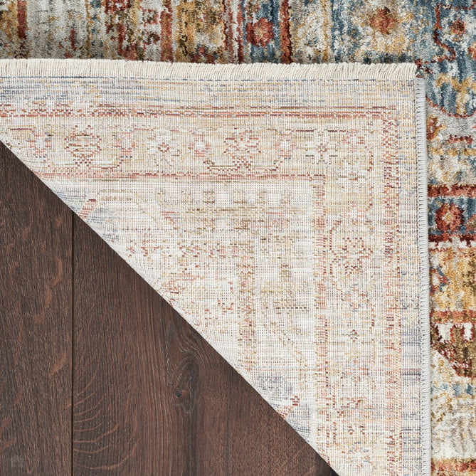 Sahar SHR01 Traditional Persian Vintage Distressed Ornate Border Soft-Touch Polyester Low Profile Short Pile Blue Runner-Nourison-Rug Love - The Most Loved Rug Store