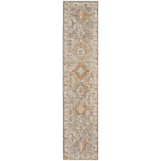 Sahar SHR01 Traditional Persian Vintage Distressed Ornate Border Soft-Touch Polyester Low Profile Short Pile Blue Runner-Nourison-Rug Love - The Most Loved Rug Store