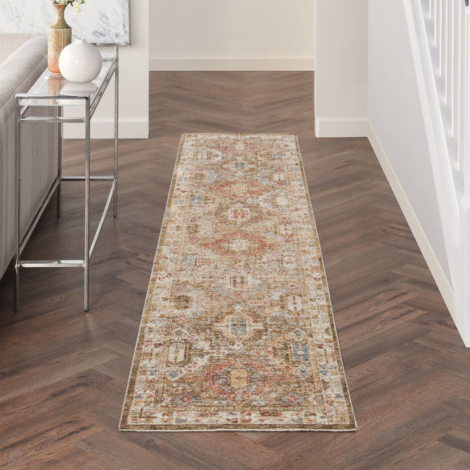 Sahar SHR01 Traditional Persian Vintage Distressed Ornate Border Soft-Touch Polyester Low Profile Short Pile Green Rug-Nourison-Rug Love - The Most Loved Rug Store