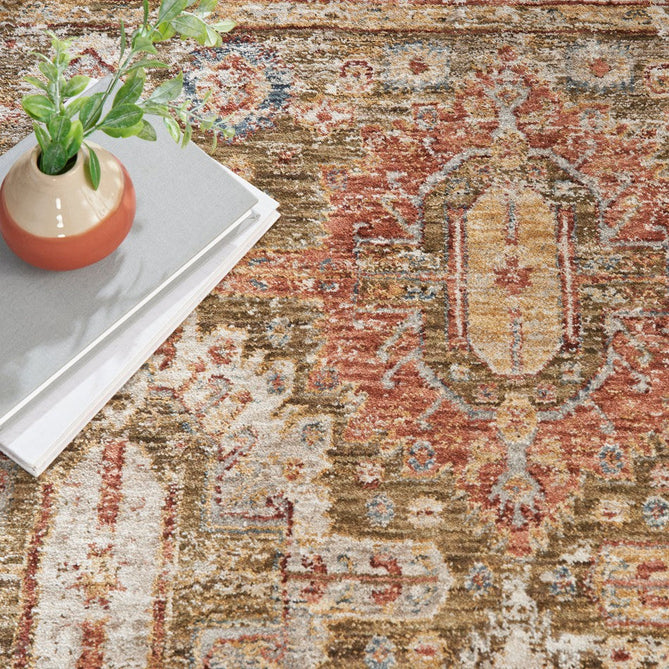 Sahar SHR01 Traditional Persian Vintage Distressed Ornate Border Soft-Touch Polyester Low Profile Short Pile Green Rug-Nourison-Rug Love - The Most Loved Rug Store