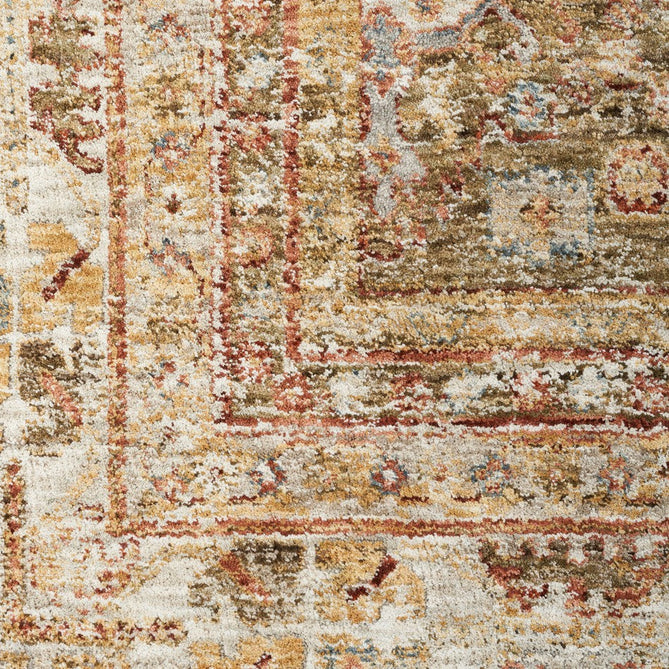 Sahar SHR01 Traditional Persian Vintage Distressed Ornate Border Soft-Touch Polyester Low Profile Short Pile Green Rug-Nourison-Rug Love - The Most Loved Rug Store