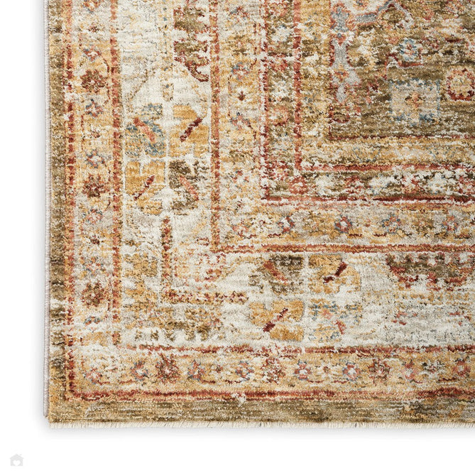 Sahar SHR01 Traditional Persian Vintage Distressed Ornate Border Soft-Touch Polyester Low Profile Short Pile Green Rug-Nourison-Rug Love - The Most Loved Rug Store