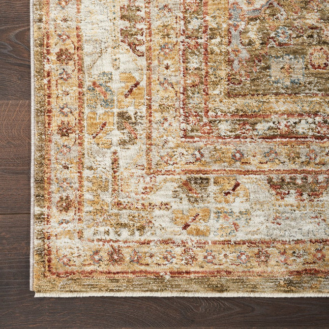 Sahar SHR01 Traditional Persian Vintage Distressed Ornate Border Soft-Touch Polyester Low Profile Short Pile Green Rug-Nourison-Rug Love - The Most Loved Rug Store