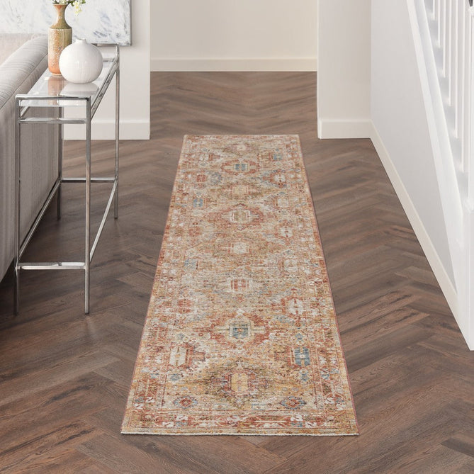 Sahar SHR01 Traditional Persian Vintage Distressed Ornate Border Soft-Touch Polyester Low Profile Short Pile Rust Rug-Nourison-Rug Love - The Most Loved Rug Store