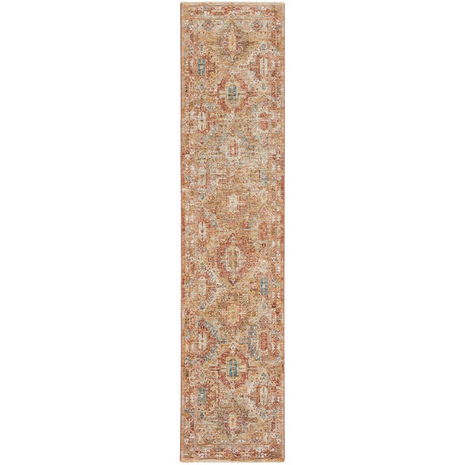 Sahar SHR01 Traditional Persian Vintage Distressed Ornate Border Soft-Touch Polyester Low Profile Short Pile Rust Rug-Nourison-Rug Love - The Most Loved Rug Store