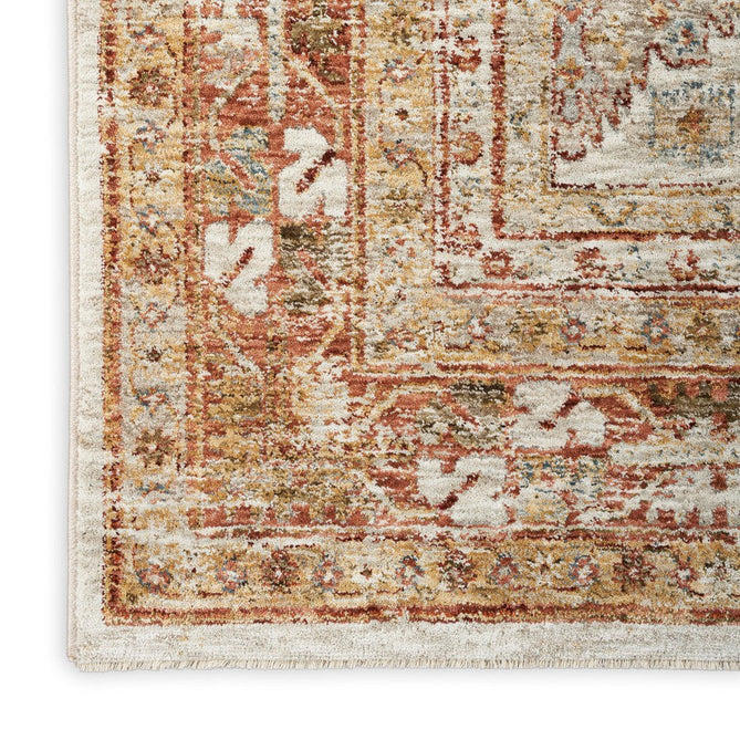 Sahar SHR01 Traditional Persian Vintage Distressed Ornate Border Soft-Touch Polyester Low Profile Short Pile Rust Rug-Nourison-Rug Love - The Most Loved Rug Store
