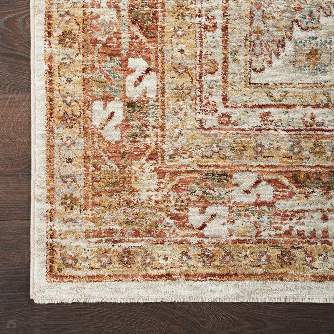 Sahar SHR01 Traditional Persian Vintage Distressed Ornate Border Soft-Touch Polyester Low Profile Short Pile Rust Rug-Nourison-Rug Love - The Most Loved Rug Store