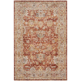 Sahar SHR02 Traditional Persian Vintage Distressed Floral Ornate Medallion Border Soft-Touch Polyester Flat-Pile Rust Rug