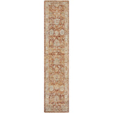 Sahar SHR02 Traditional Persian Vintage Distressed Floral Ornate Medallion Border Soft-Touch Polyester Flat-Pile Rust Runner