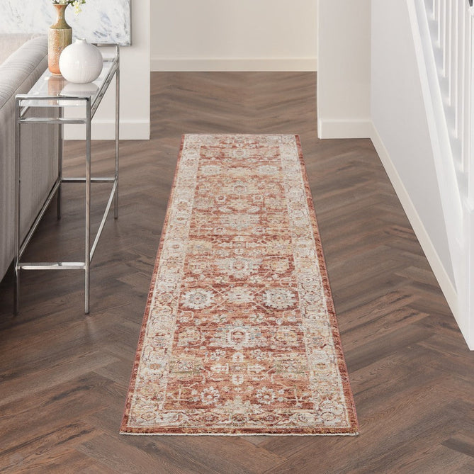 Sahar SHR02 Traditional Persian Vintage Distressed Floral Ornate Medallion Border Soft-Touch Polyester Low Profile Short Pile Ivory Runner-Nourison-Rug Love - The Most Loved Rug Store