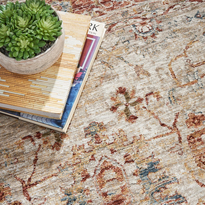 Sahar SHR02 Traditional Persian Vintage Distressed Floral Ornate Medallion Border Soft-Touch Polyester Low Profile Short Pile Ivory Runner-Nourison-Rug Love - The Most Loved Rug Store