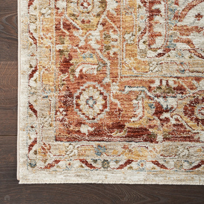 Sahar SHR02 Traditional Persian Vintage Distressed Floral Ornate Medallion Border Soft-Touch Polyester Low Profile Short Pile Ivory Runner-Nourison-Rug Love - The Most Loved Rug Store