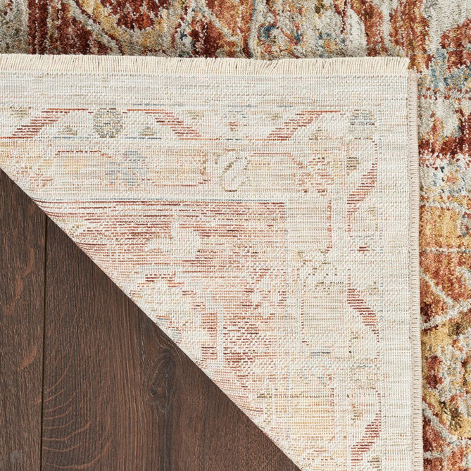 Sahar SHR02 Traditional Persian Vintage Distressed Floral Ornate Medallion Border Soft-Touch Polyester Low Profile Short Pile Ivory Runner-Nourison-Rug Love - The Most Loved Rug Store