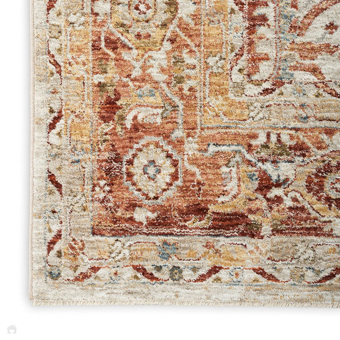 Sahar SHR02 Traditional Persian Vintage Distressed Floral Ornate Medallion Border Soft-Touch Polyester Low Profile Short Pile Ivory Runner-Nourison-Rug Love - The Most Loved Rug Store
