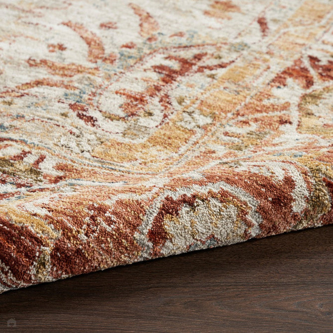 Sahar SHR02 Traditional Persian Vintage Distressed Floral Ornate Medallion Border Soft-Touch Polyester Low Profile Short Pile Ivory Runner-Nourison-Rug Love - The Most Loved Rug Store
