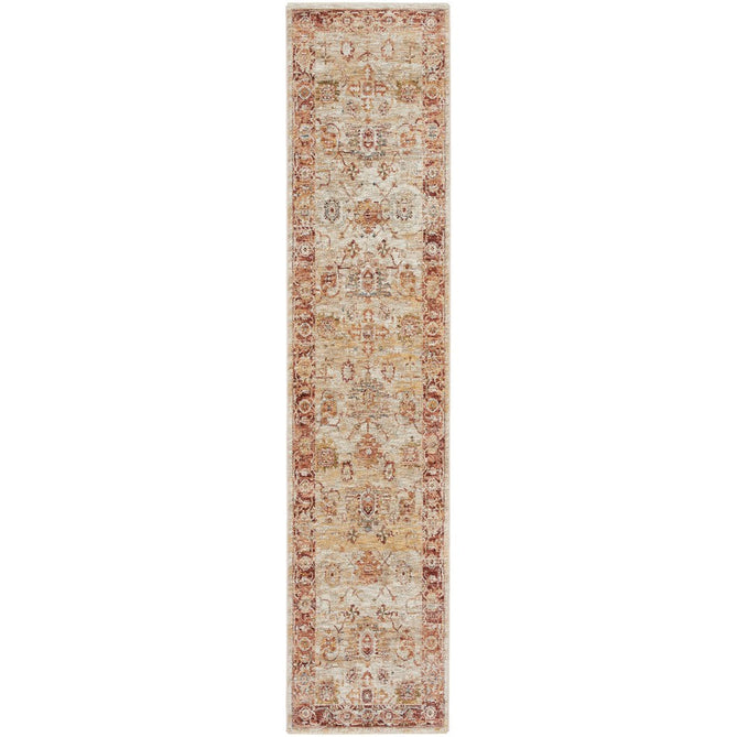 Sahar SHR02 Traditional Persian Vintage Distressed Floral Ornate Medallion Border Soft-Touch Polyester Low Profile Short Pile Ivory Runner-Nourison-Rug Love - The Most Loved Rug Store