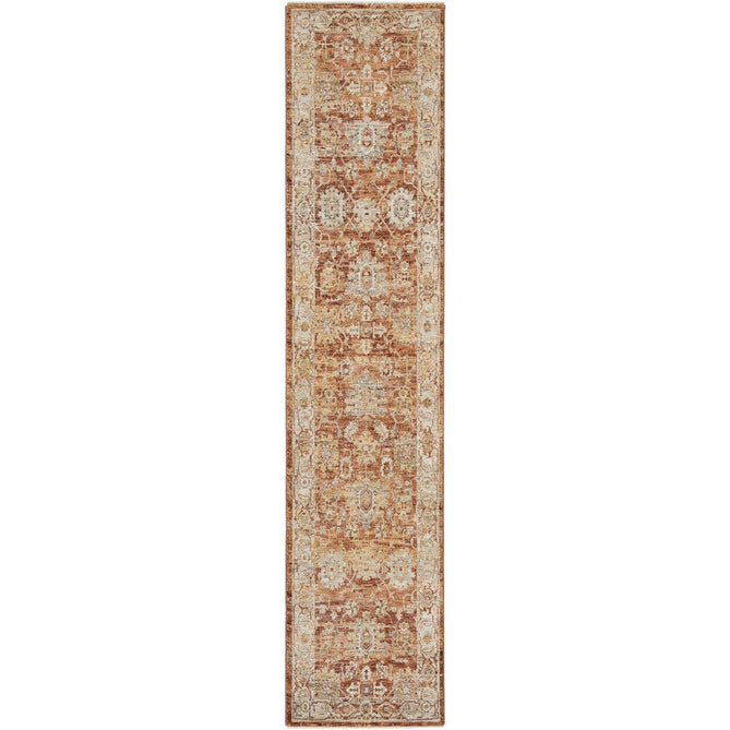 Sahar SHR02 Traditional Persian Vintage Distressed Floral Ornate Medallion Border Soft-Touch Polyester Low Profile Short Pile Rust Rug-Nourison-Rug Love - The Most Loved Rug Store