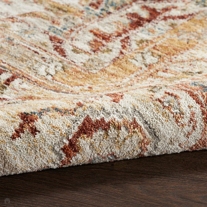 Sahar SHR02 Traditional Persian Vintage Distressed Floral Ornate Medallion Border Soft-Touch Polyester Low Profile Short Pile Rust Rug-Nourison-Rug Love - The Most Loved Rug Store