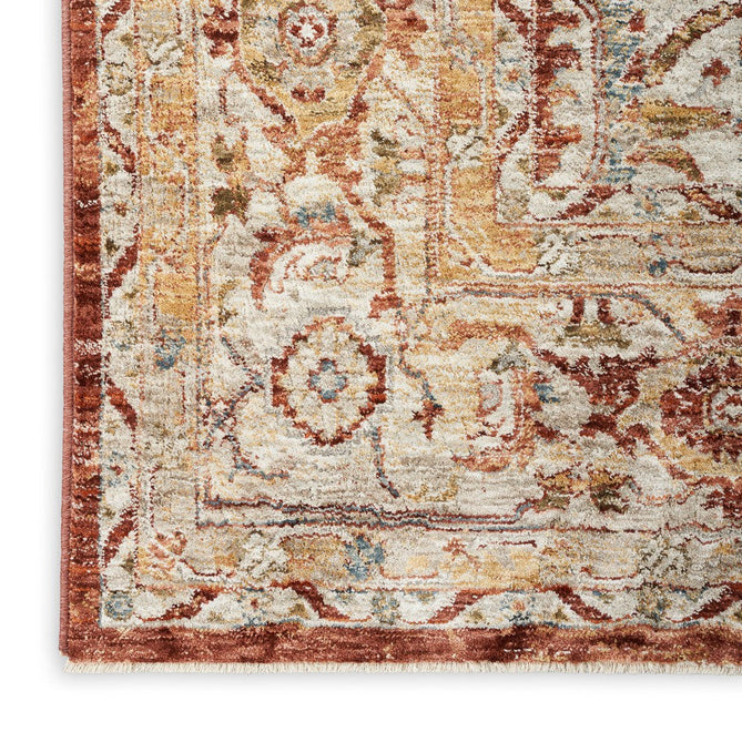 Sahar SHR02 Traditional Persian Vintage Distressed Floral Ornate Medallion Border Soft-Touch Polyester Low Profile Short Pile Rust Rug-Nourison-Rug Love - The Most Loved Rug Store