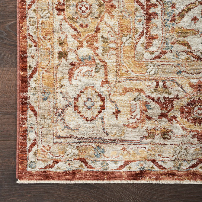 Sahar SHR02 Traditional Persian Vintage Distressed Floral Ornate Medallion Border Soft-Touch Polyester Low Profile Short Pile Rust Rug-Nourison-Rug Love - The Most Loved Rug Store