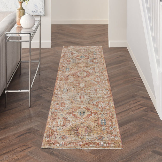 Sahar SHR02 Traditional Persian Vintage Distressed Floral Ornate Medallion Border Soft-Touch Polyester Low Profile Short Pile Rust Rug-Nourison-Rug Love - The Most Loved Rug Store