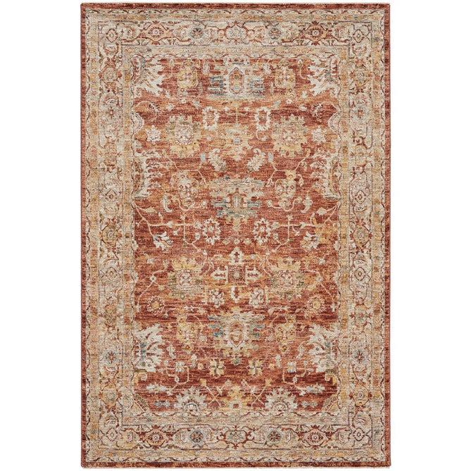 Sahar SHR02 Traditional Persian Vintage Distressed Floral Ornate Medallion Border Soft-Touch Polyester Low Profile Short Pile Rust Rug-Nourison-Rug Love - The Most Loved Rug Store