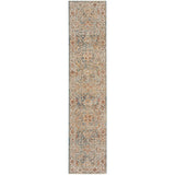 Sahar SHR03 Traditional Persian Vintage Distressed Floral Ornate Border Soft-Touch Polyester Flat-Pile Blue Runner