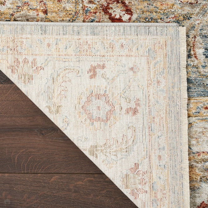 Sahar SHR03 Traditional Persian Vintage Distressed Floral Ornate Border Soft-Touch Polyester Low Profile Short Pile Blue Runner-Nourison-Rug Love - The Most Loved Rug Store