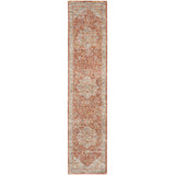 Sahar SHR06 Traditional Persian Vintage Distressed Floral Ornate Medallion Border Soft-Touch Polyester Flat-Pile Ivory/Multicolour Runner