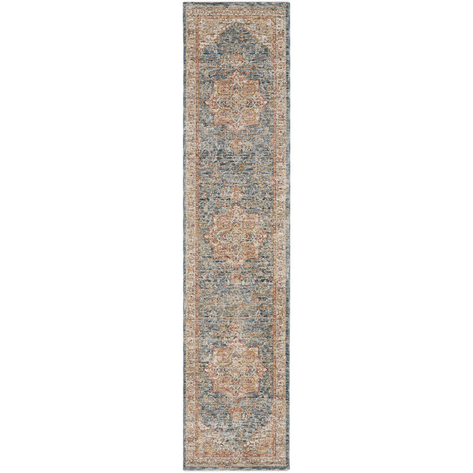 Sahar SHR06 Traditional Persian Vintage Distressed Floral Ornate Medallion Border Soft-Touch Polyester Low Profile Short Pile Ivory/Blue Rug-Nourison-Rug Love - The Most Loved Rug Store
