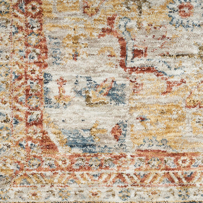 Sahar SHR06 Traditional Persian Vintage Distressed Floral Ornate Medallion Border Soft-Touch Polyester Low Profile Short Pile Ivory/Blue Rug-Nourison-Rug Love - The Most Loved Rug Store