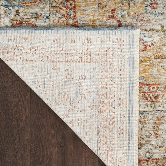 Sahar SHR06 Traditional Persian Vintage Distressed Floral Ornate Medallion Border Soft-Touch Polyester Low Profile Short Pile Ivory/Blue Rug-Nourison-Rug Love - The Most Loved Rug Store