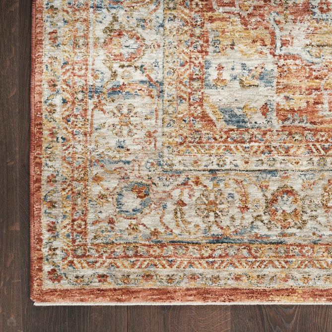 Sahar SHR06 Traditional Persian Vintage Distressed Floral Ornate Medallion Border Soft-Touch Polyester Low Profile Short Pile Ivory/Multicolour Rug-Nourison-Rug Love - The Most Loved Rug Store