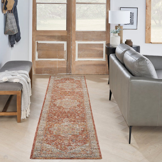 Sahar SHR06 Traditional Persian Vintage Distressed Floral Ornate Medallion Border Soft-Touch Polyester Low Profile Short Pile Ivory/Multicolour Rug-Nourison-Rug Love - The Most Loved Rug Store