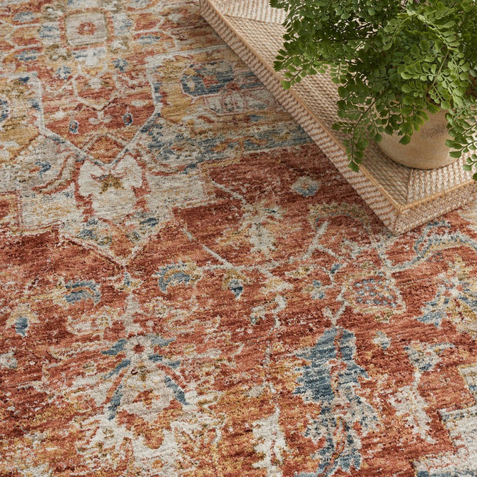 Sahar SHR06 Traditional Persian Vintage Distressed Floral Ornate Medallion Border Soft-Touch Polyester Low Profile Short Pile Ivory/Multicolour Rug-Nourison-Rug Love - The Most Loved Rug Store