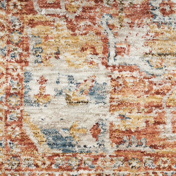 Sahar SHR06 Traditional Persian Vintage Distressed Floral Ornate Medallion Border Soft-Touch Polyester Low Profile Short Pile Ivory/Multicolour Rug-Nourison-Rug Love - The Most Loved Rug Store