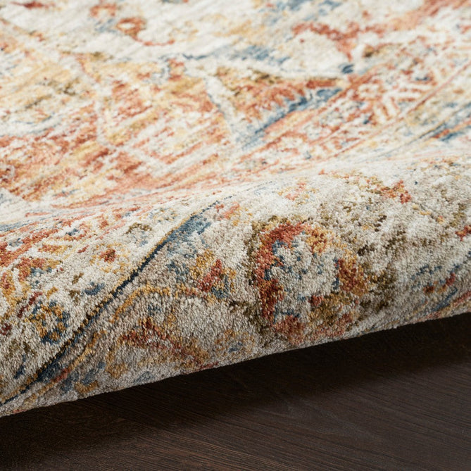 Sahar SHR06 Traditional Persian Vintage Distressed Floral Ornate Medallion Border Soft-Touch Polyester Low Profile Short Pile Ivory/Multicolour Rug-Nourison-Rug Love - The Most Loved Rug Store