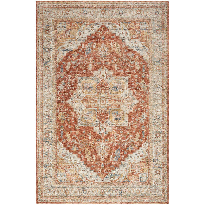 Sahar SHR06 Traditional Persian Vintage Distressed Floral Ornate Medallion Border Soft-Touch Polyester Low Profile Short Pile Ivory/Multicolour Rug-Nourison-Rug Love - The Most Loved Rug Store