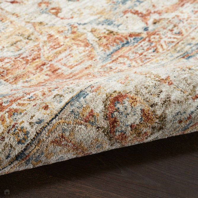 Sahar SHR06 Traditional Persian Vintage Distressed Floral Ornate Medallion Border Soft-Touch Polyester Low Profile Short Pile Ivory/Multicolour Runner-Nourison-Rug Love - The Most Loved Rug Store