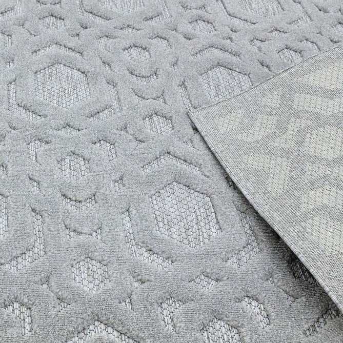 Salta SA03 Modern Geometric Textured Soft-Touch Hi-Low Durable Stain-Resistant Weatherproof Flatweave In-Outdoor Silver Rug-Asiatic Carpets-Rug Love - The Most Loved Rug Store